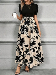 Elegantes Maxikleid Damen – A-Linie Sommerkleid mit Taillenschleife