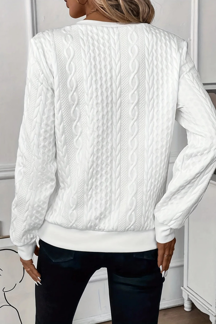 Melanie Vielseitiger Herbstpullover | Weiß