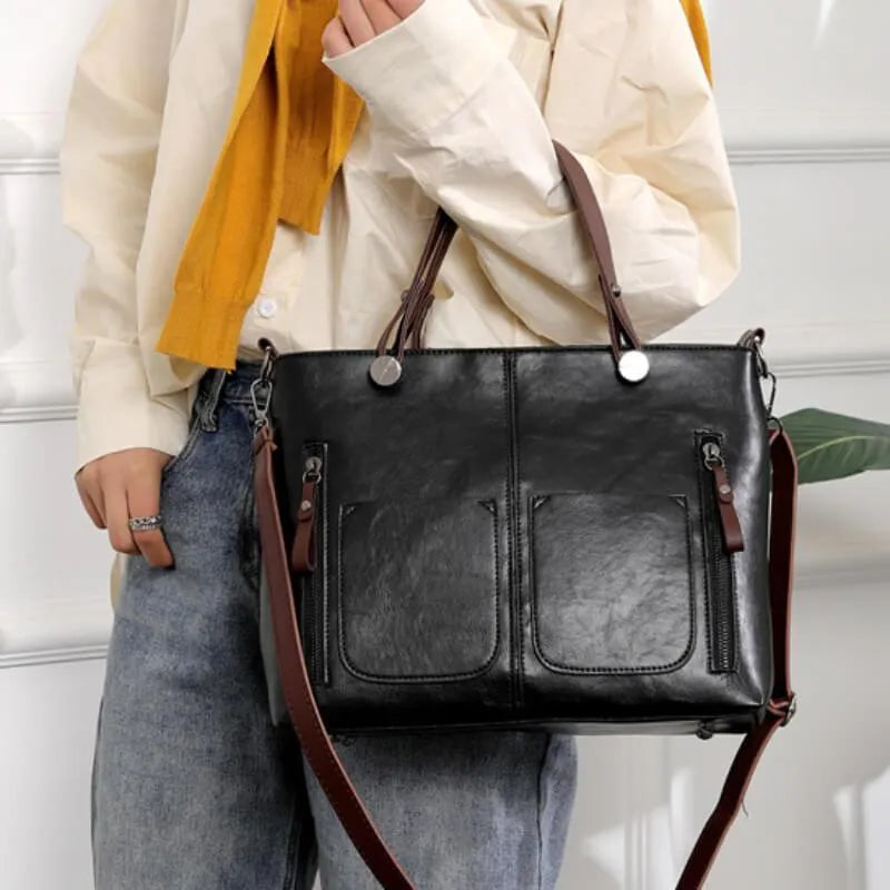Damen Handgefertigte Vintage Leder Umhängetasche in Stilvollen Farben
