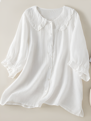 Denise | Damen Leinenhemd mit Rüschenkragen