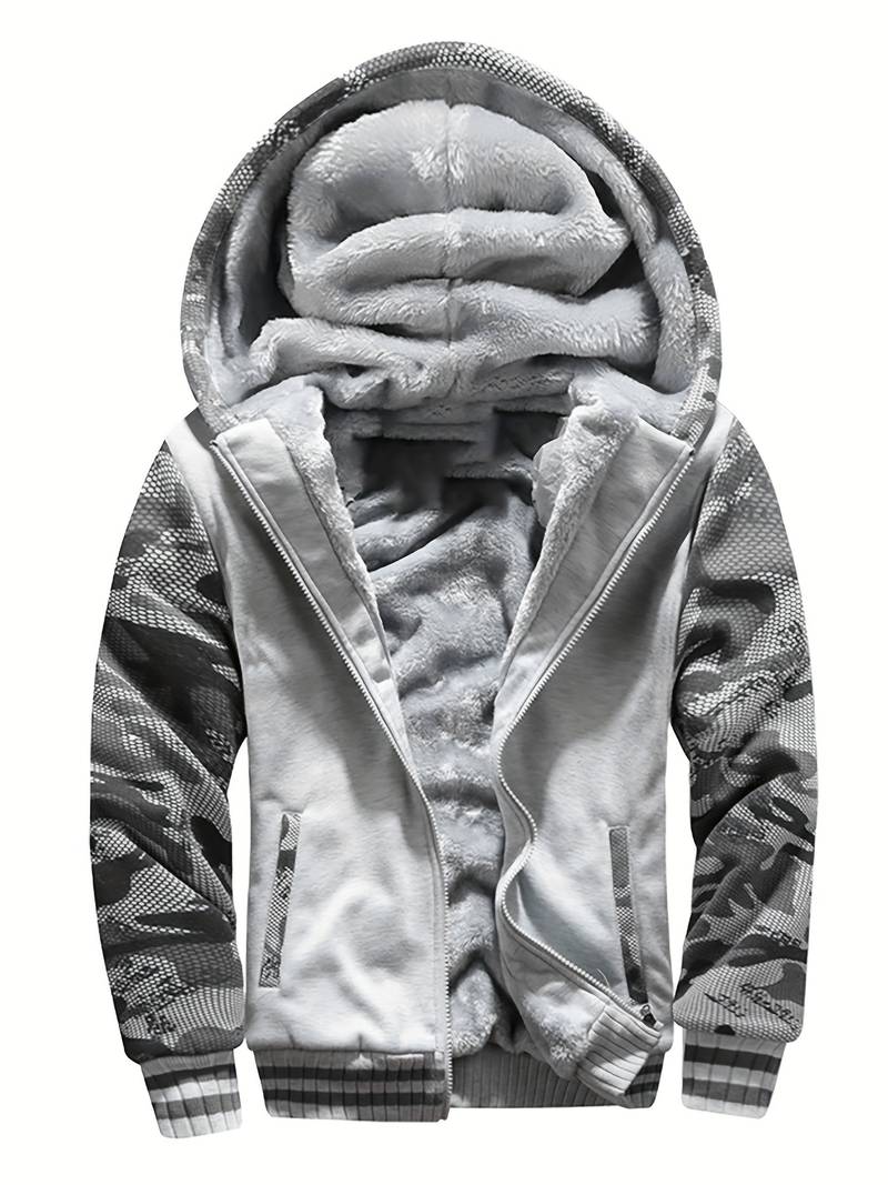 Oziel - Warme Fleece Jacke Mit Kapuze Und Reißverschluss