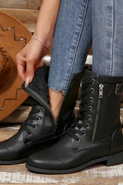 Miya Lederstiefel mit Reißverschluss | Schwarz