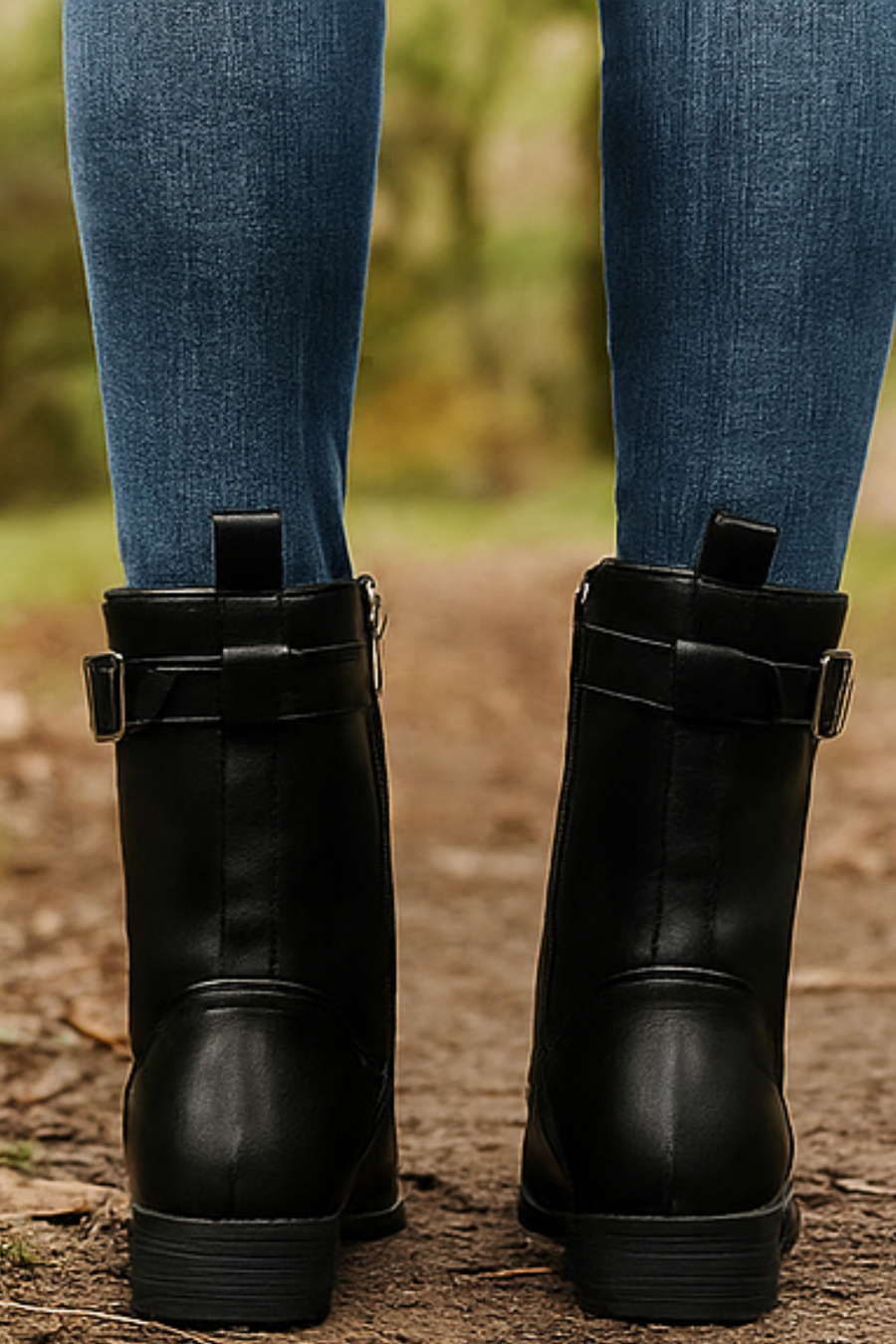 Miya Lederstiefel mit Reißverschluss | Schwarz