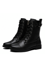 Miya Lederstiefel mit Reißverschluss | Schwarz