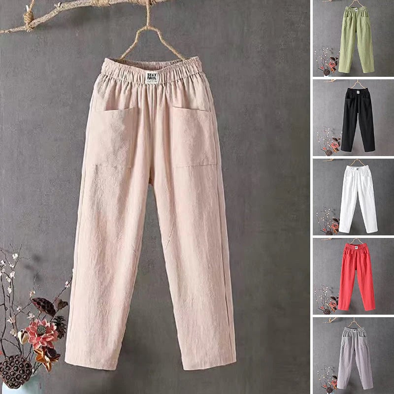 GINA - LOCKERE BAUMWOLLHOSE MIT GERADEM SCHNITT