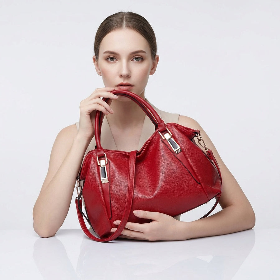 Damen Breite Leder Handtasche Mit Langem Riemen – Stilvolle Schultertasche