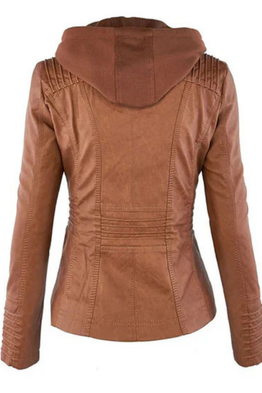 Eva Wetterfeste Damen-Lederjacke mit Kapuze | Khaki