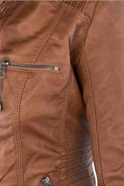Eva Wetterfeste Damen-Lederjacke mit Kapuze | Khaki