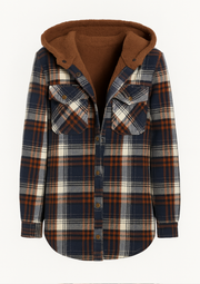 Yseldis Kariert gefütterte Fleece-Jacke | Blau