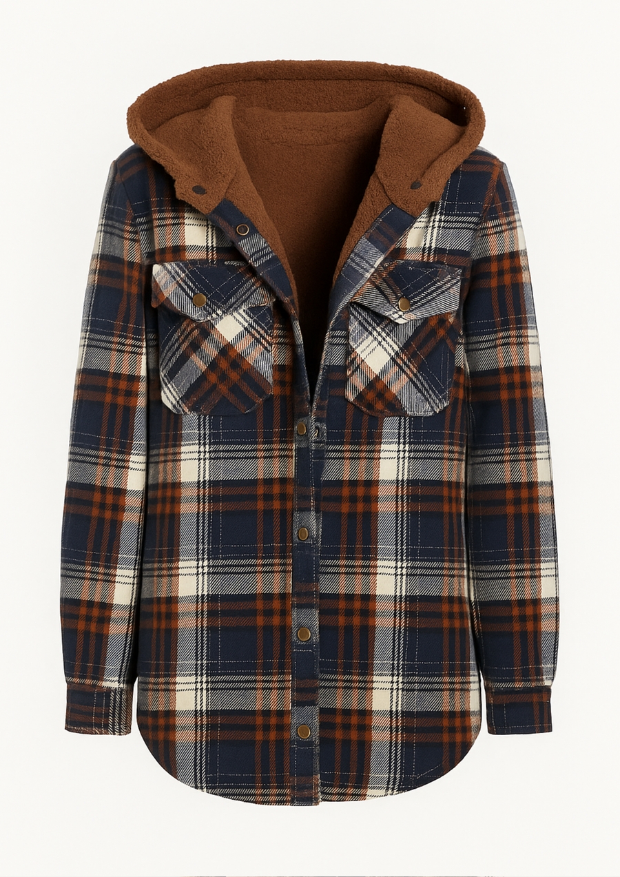 Yseldis Kariert gefütterte Fleece-Jacke | Blau