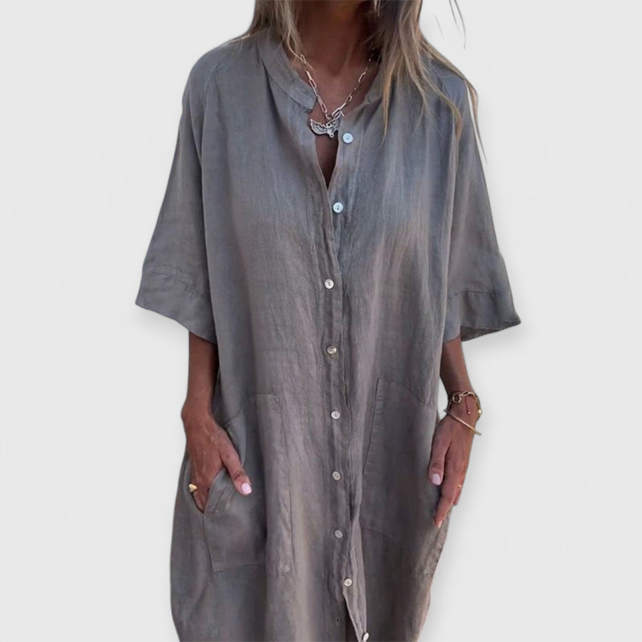MELANY | STIL HEMDKLEID IN KNIELÄNGE