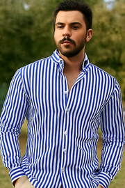William Elegantes Gestreiftes Hemd | Blau
