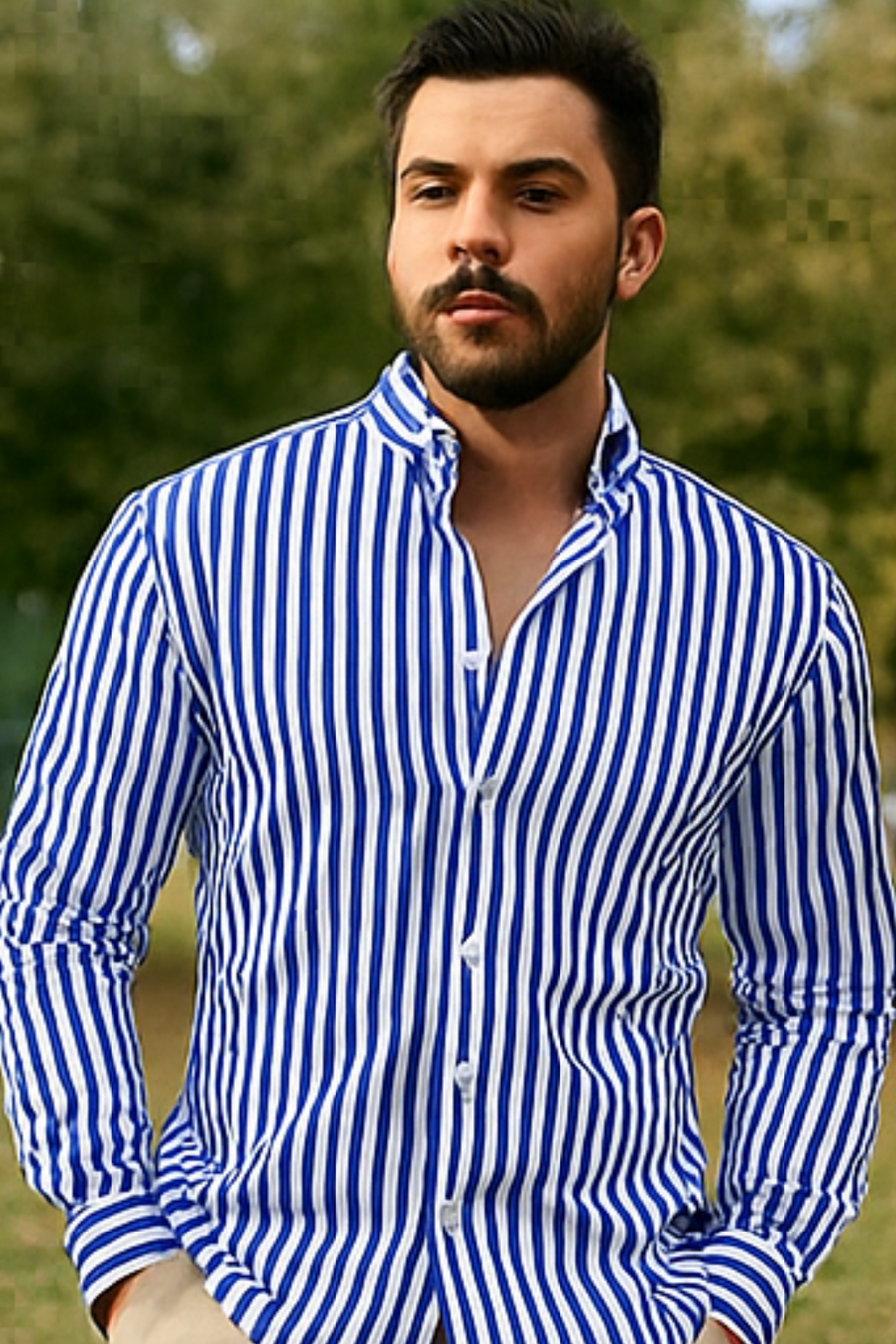 William Elegantes Gestreiftes Hemd | Blau