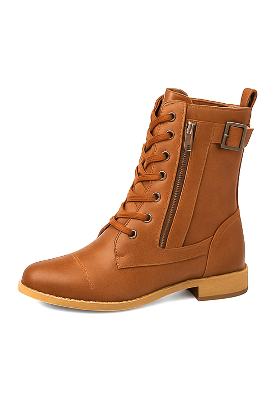 Miya Lederstiefel mit Reißverschluss | Braun