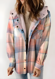 Yseldis Kariert gefütterte Fleece-Jacke | Rosa