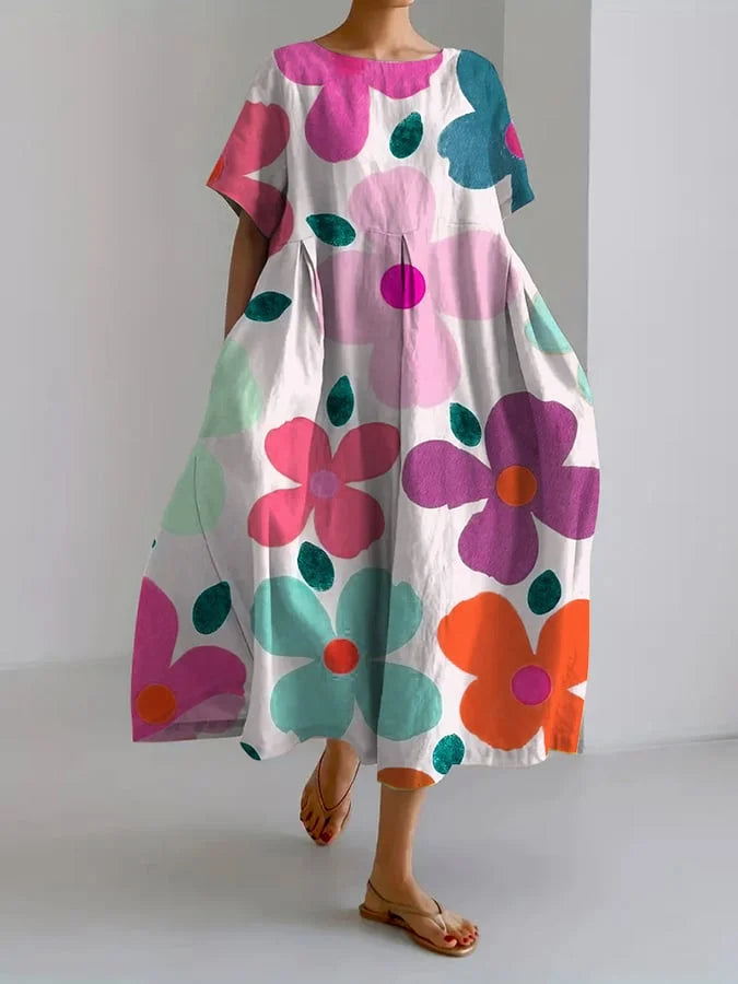 ELIANA | Midikleid mit Blumenmuster, lässigem Stil und sommerlichem Komfort für bunte Tage