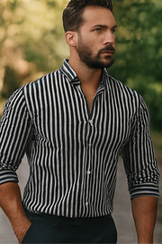 William Elegantes Gestreiftes Hemd | Schwarz