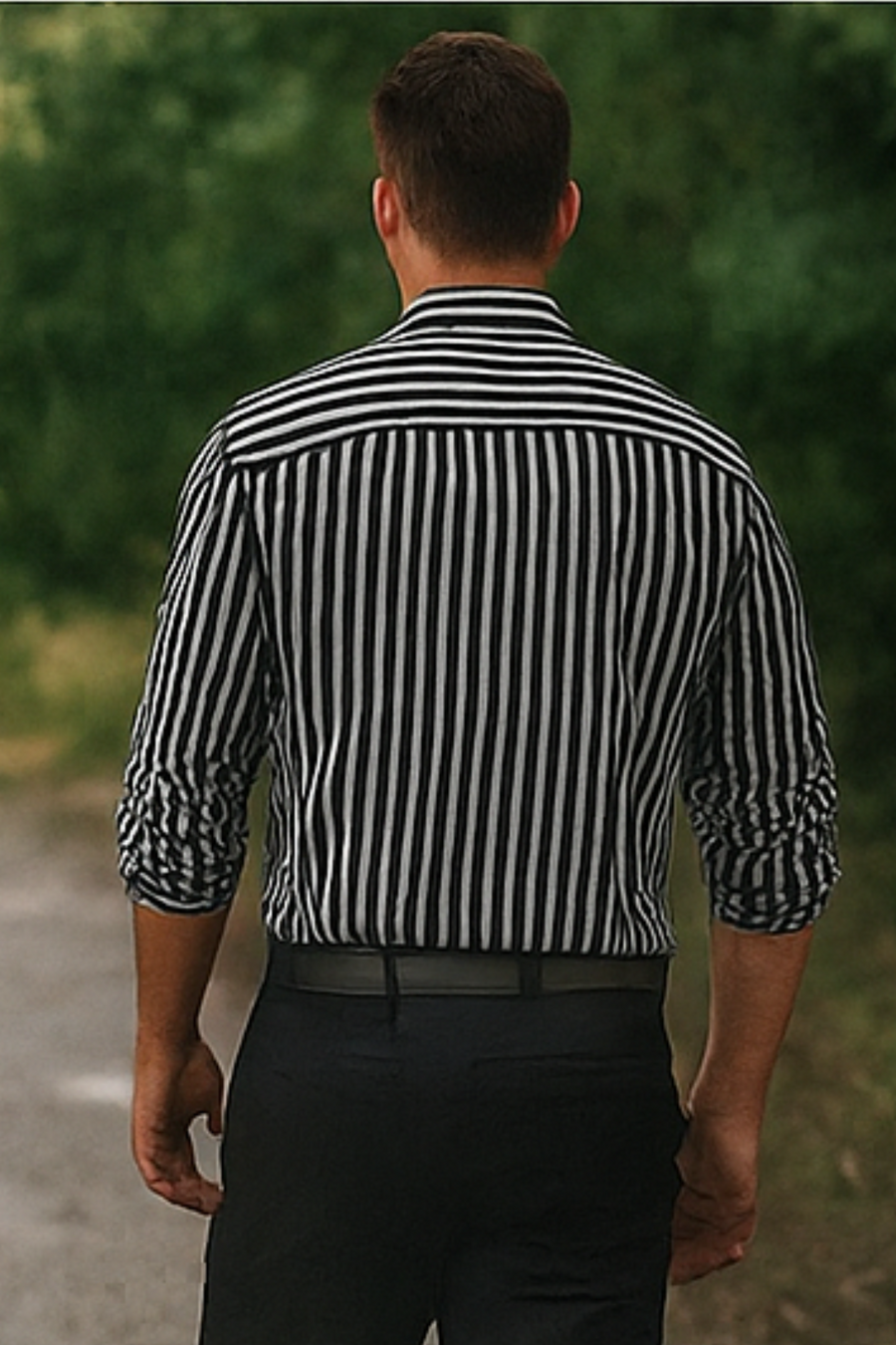 William Elegantes Gestreiftes Hemd | Schwarz