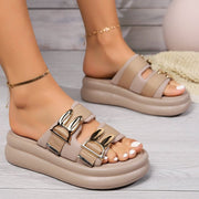 Gepolsterte Plateausandalen für Damen mit Metallic-Design - Julieta