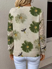 Rayuela Eleganter Pullover mit Blumendessin | Grün