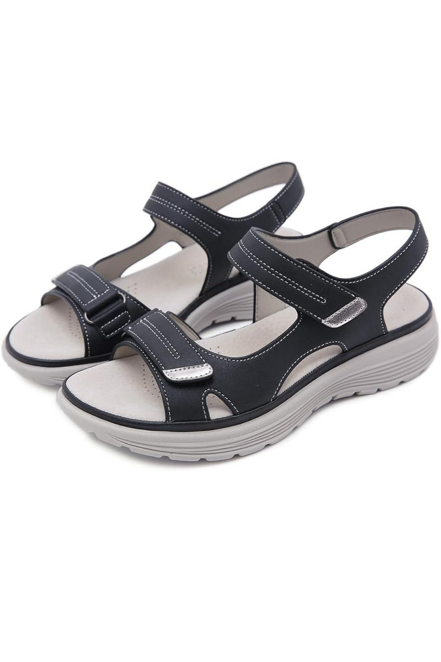 Tonya Orthopädische Ledersandalen | Schwarz