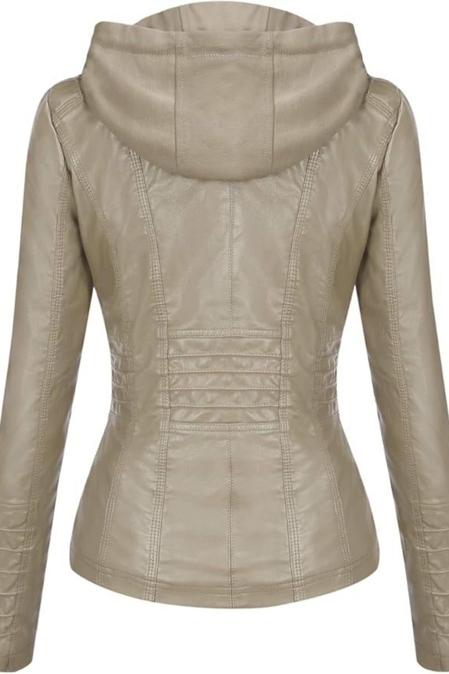 Eva Wetterfeste Damen-Lederjacke mit Kapuze | Beige