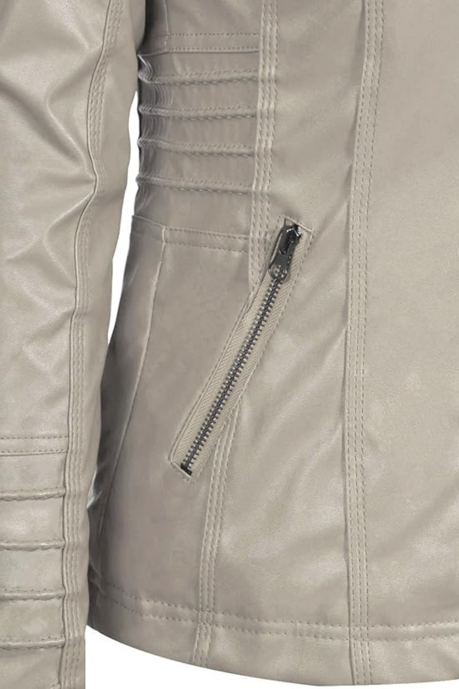 Eva Wetterfeste Damen-Lederjacke mit Kapuze | Beige