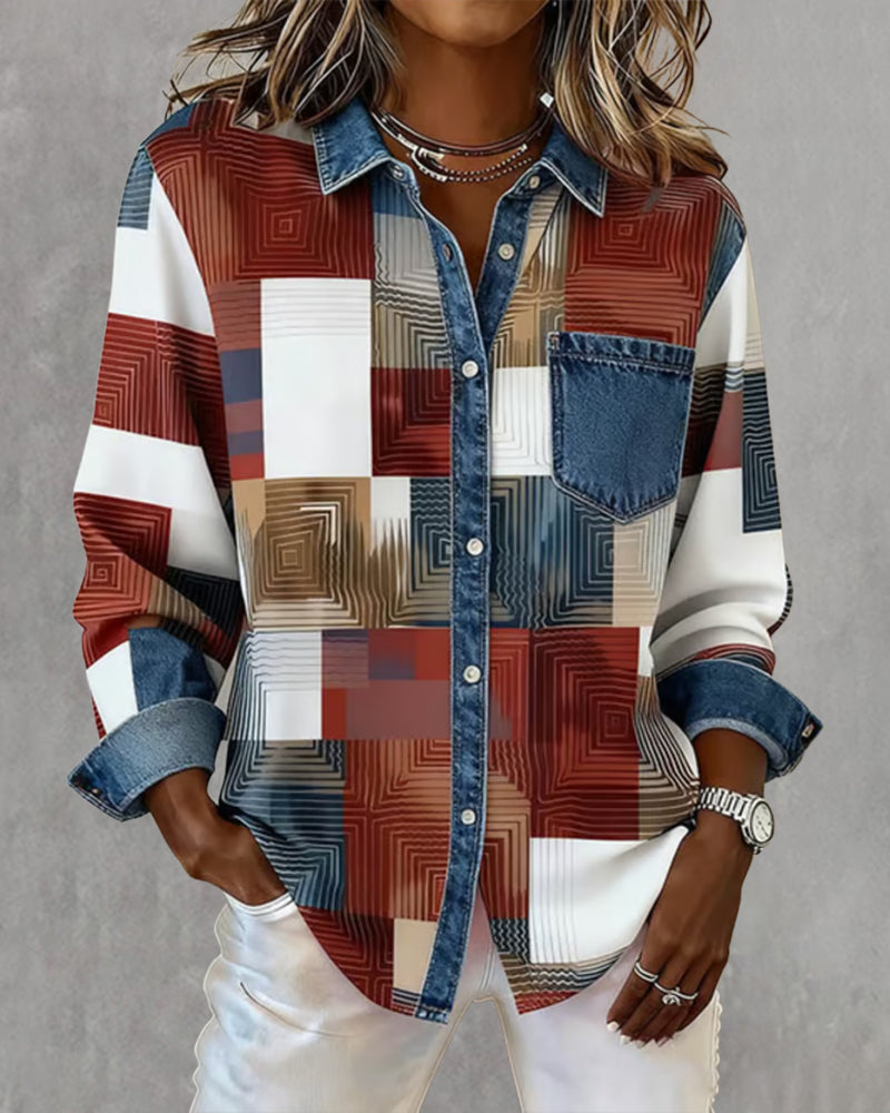 Paula | Damen Shirt modern & farbig mit stilvollem Kragen