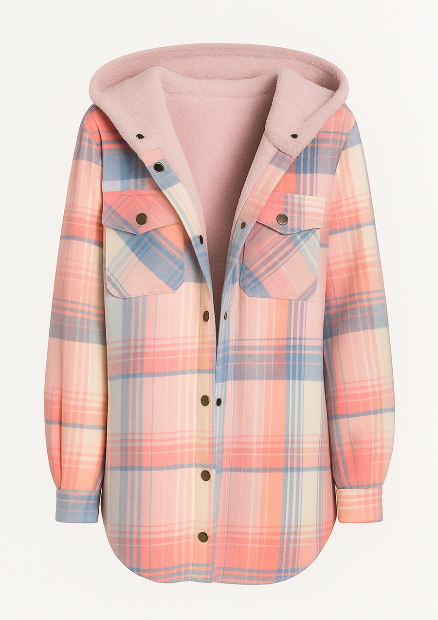 Yseldis Kariert gefütterte Fleece-Jacke | Rosa