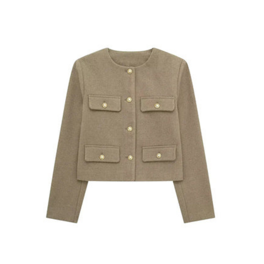 Kurze Vintage Damenjacke | Knopfdetail