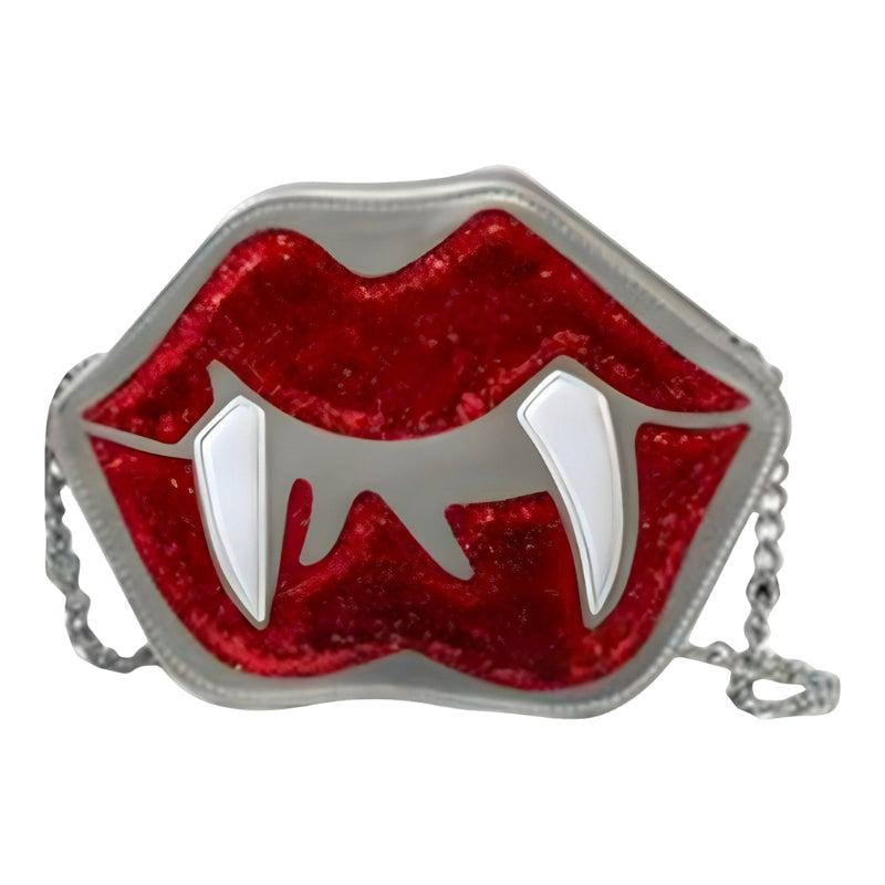Alina Gothic Halloween Schultertasche – Lips & Zähne Design mit verstellbarem Träger