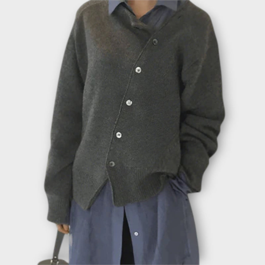 Asymmetrischer Knopf-Cardigan – Mühelose Raffinesse mit modernem Twist