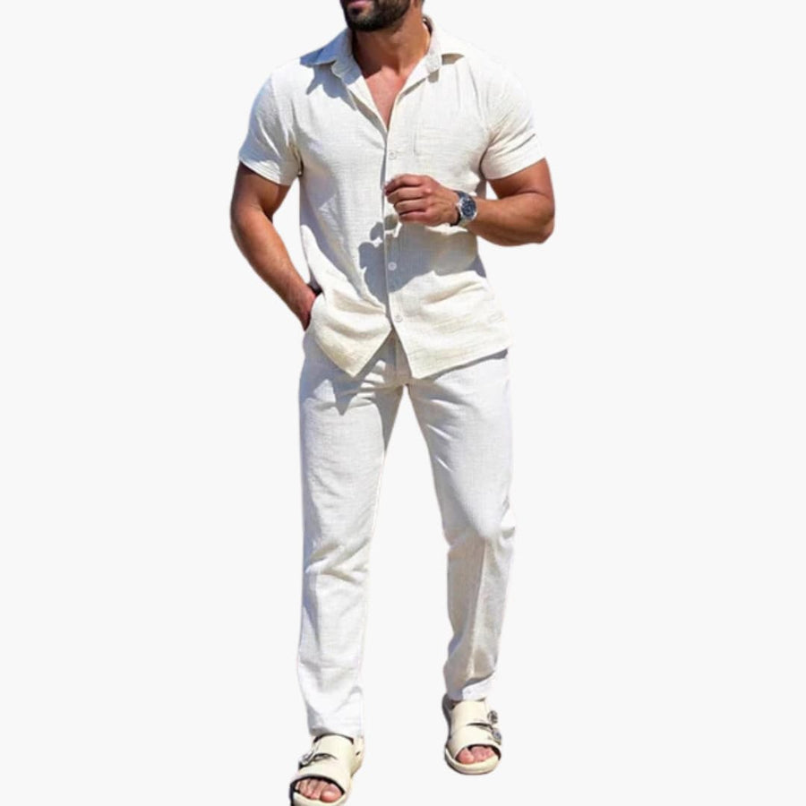 Zweiteiliges Sommer Set für Herren mit Kurzarmhemd und Hose