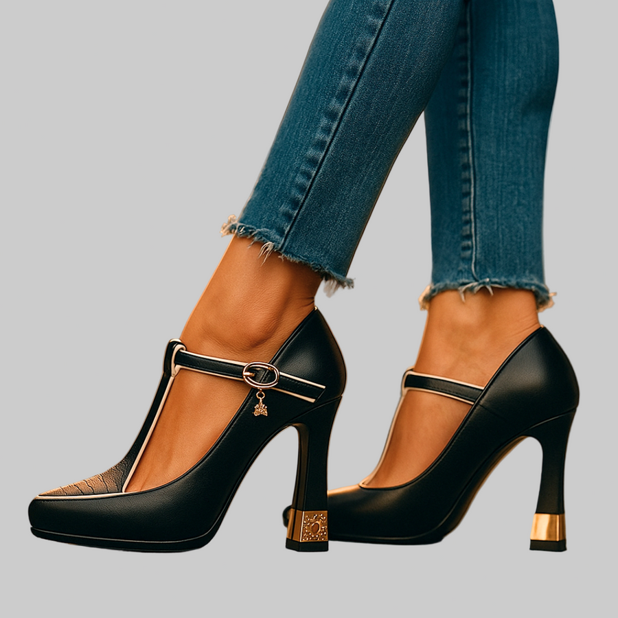 Avitia – Pumps Mit T-Riemchen Hohem Absatz Und Schnalle