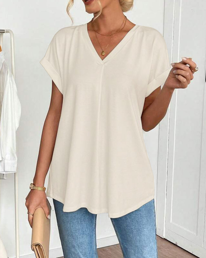 T-Shirt kurzärmelig einfarbig Patchwork