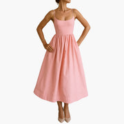 Midikleid Ärmelloses - Sommerkleid für Damen mit Faltenrock