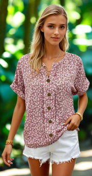 Clarissa – Sommerbluse Damen Blumenmuster Aus Leichtem Stoff