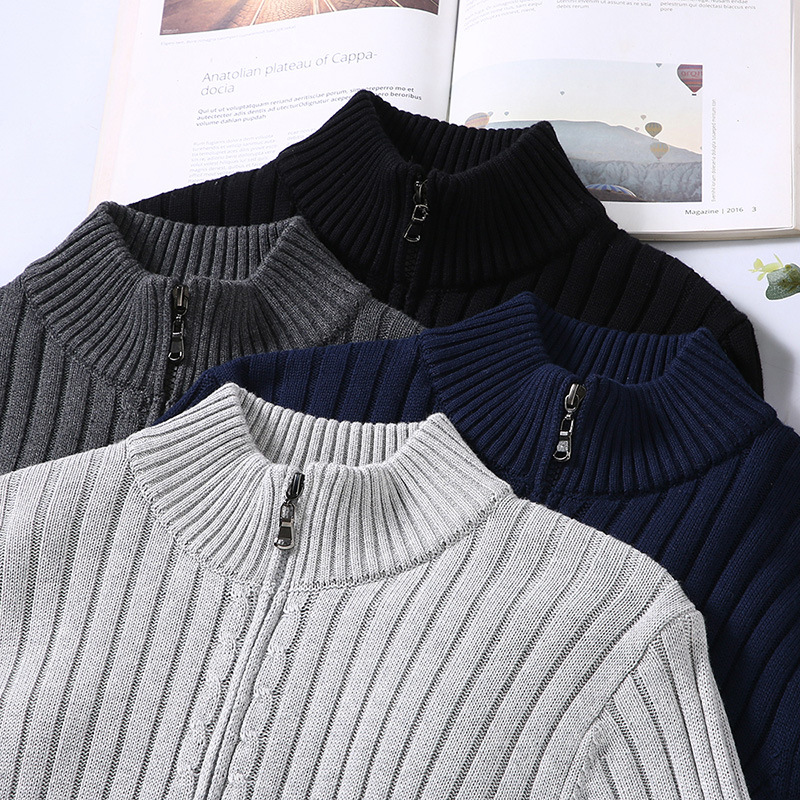 Herren Strickjacke Mit Reißverschluss | Geripptes Design Für Alltag