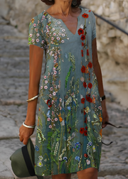 Kristina - Stilvolles, kurzärmeliges Blumenkleid für Damen