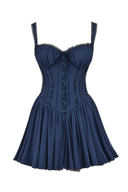 Romantisches Korsett-Minikleid mit Trägern und Rüschendetails