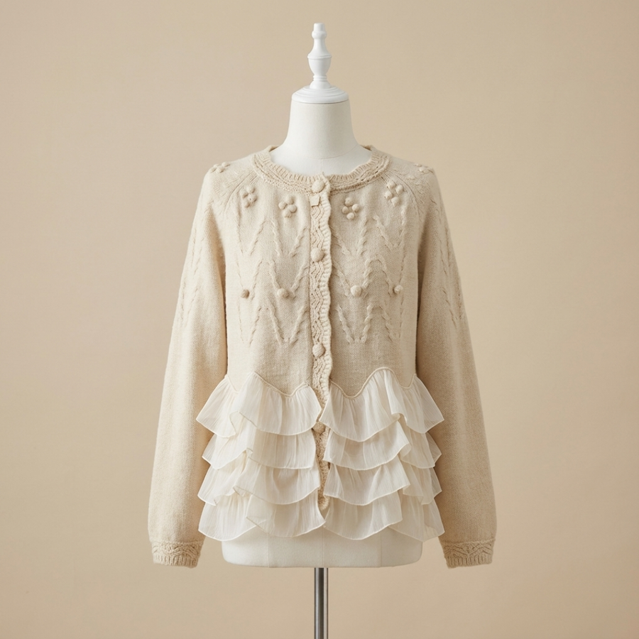 Nina | Damen-Strickjacke mit Volant im modernen Look