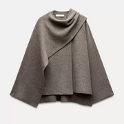 Bettina | Damen Eleganter Drapierter Cape-Mantel