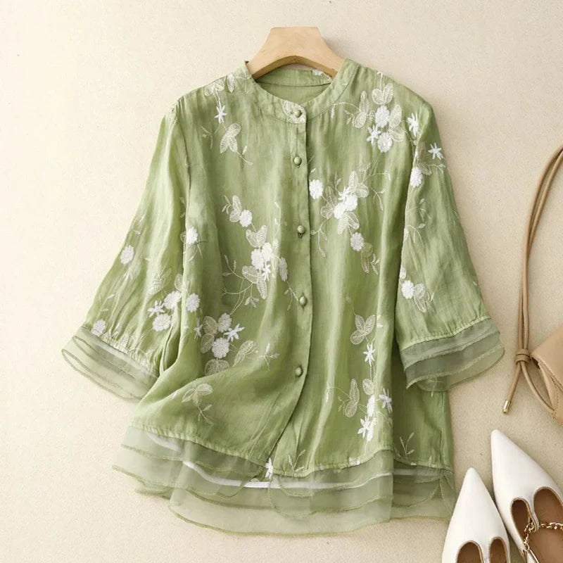 RUTH - LOCKERE BESTICKTE BLUSE MIT TRANSPARENZEN