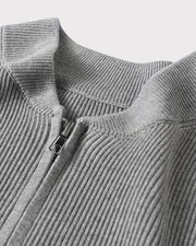 Bennett | Stehkragen Herren Rippstrick Reißverschluss Strickjacke