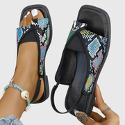 Selina | Damen Kontrast Riemen Flache Sandalen