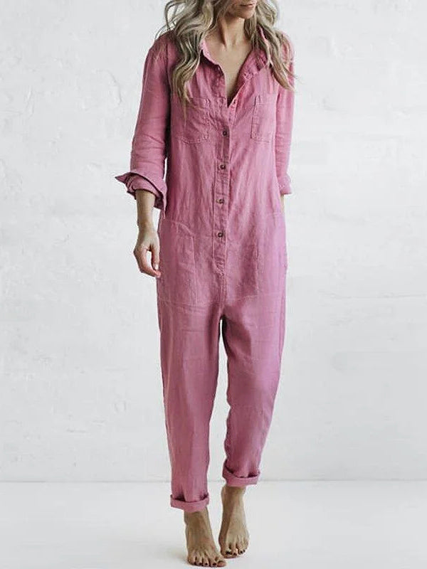 FRIDA - LANGÄRMELIGER JUMPSUIT MIT KNÖPFEN
