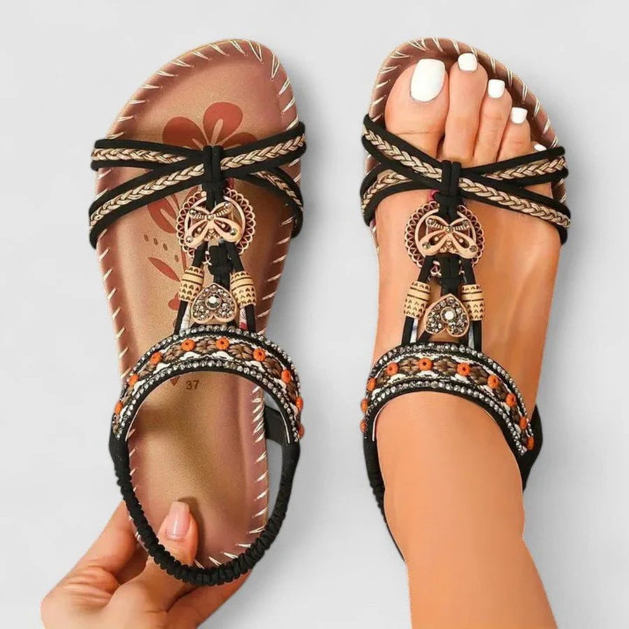 Viola | Damen Riemchen Flache Offene Zehen Sandalen