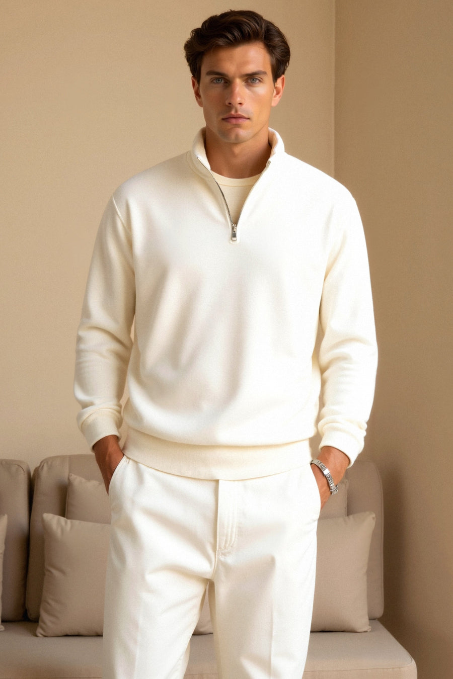 Minimalistischer Fleece-Pullover mit Reißverschluss – Wärme & Stil vereint