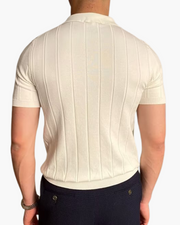 Ian | Business casual Herren Slim Fit Strick-Poloshirt mit Gerippt Muster