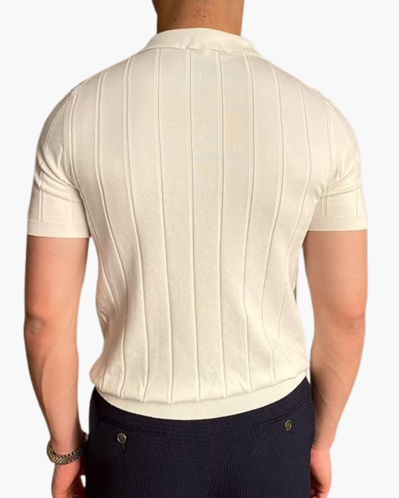 Ian | Business casual Herren Slim Fit Strick-Poloshirt mit Gerippt Muster